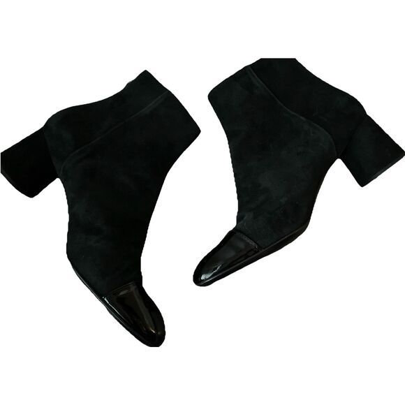 $495 AGL Veta Black Cap Toe Velour Bootie with Heel Size 40.5 US 10.5 - Picture 4 of 5